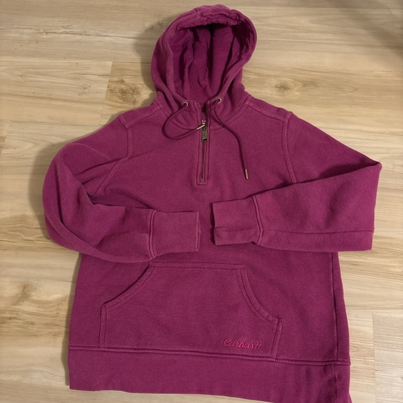 Carhartt Sweaters - Carhartt Purple 1/4 Zip Hoodie
Embroidered Logo Slightly Distressed
Women's Sz L